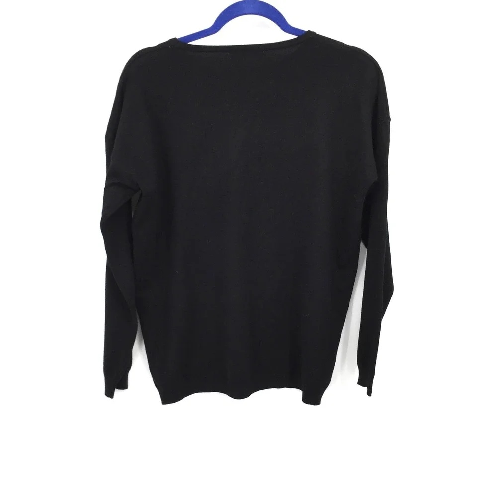 Milano Black Felted Flower Sweater art deco whimsigoth boho cottagecore‎ artsy M